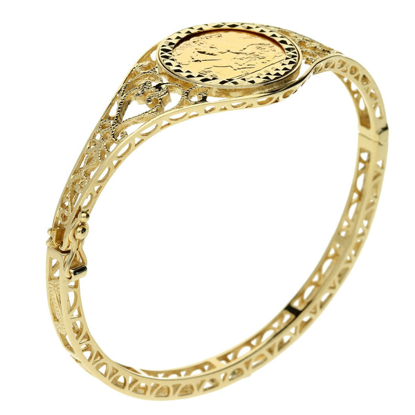 9ct Yellow Gold 1982 Half Sovereign Bangle 16.7g