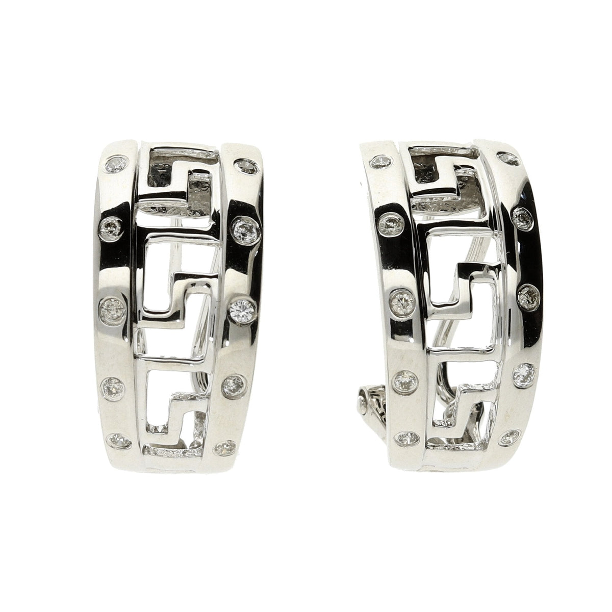 14ct White Gold Diamond Half Hoop Earring - 0.10ct