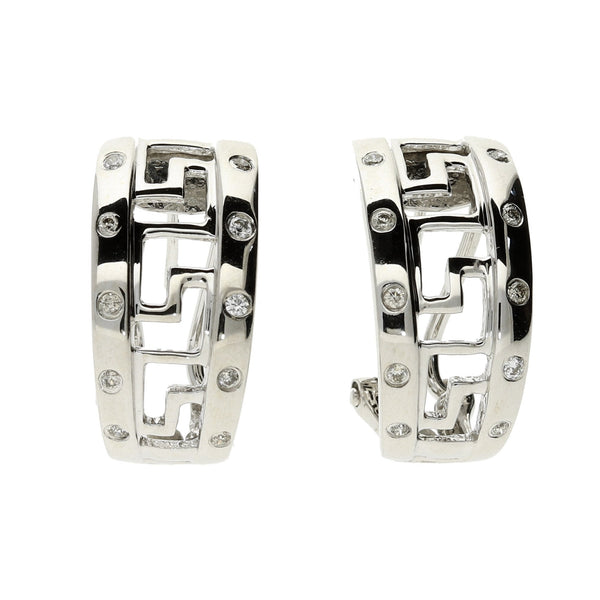 14ct White Gold Diamond Half Hoop Earring - 0.10ct