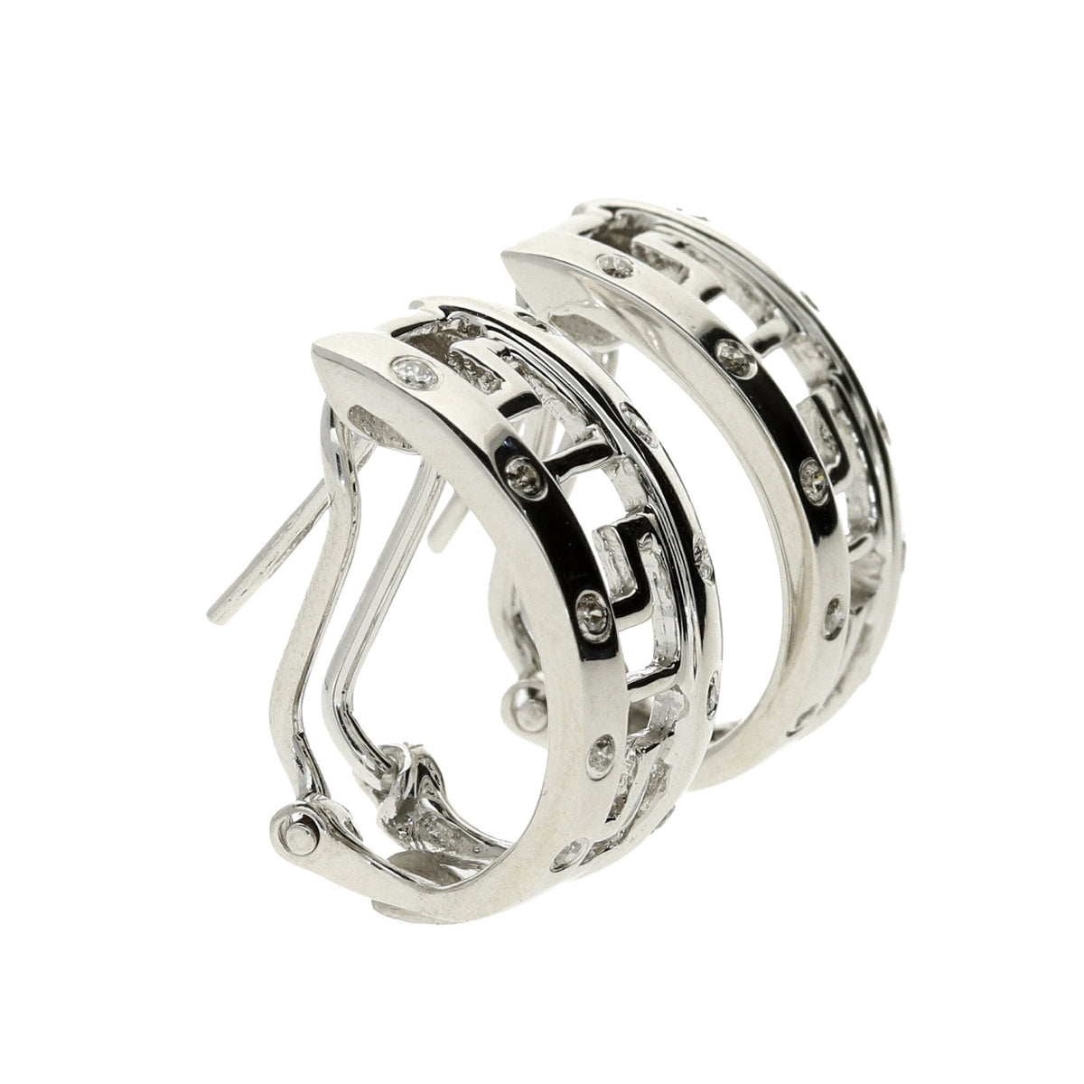 14ct White Gold Diamond Half Hoop Earring - 0.10ct