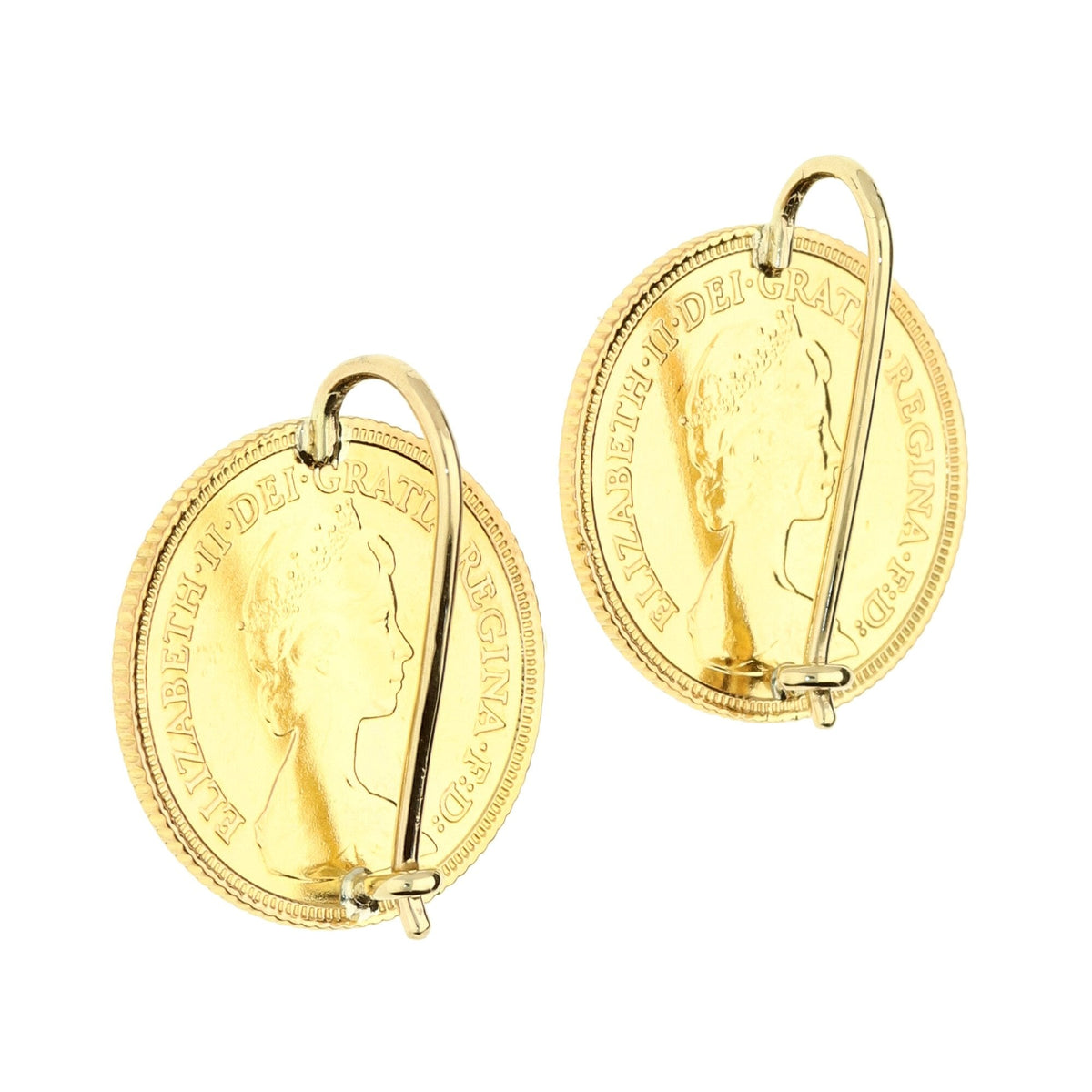 1982 Gold Half Sovereign Earrings - 8.6g