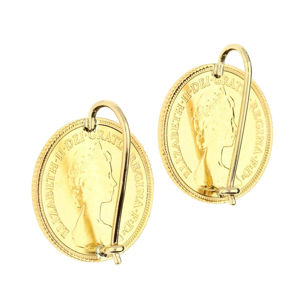 1982 Gold Half Sovereign Earrings - 8.6g