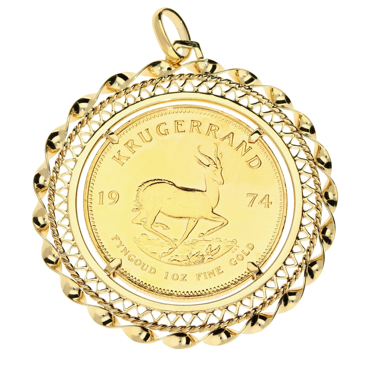 1974 Fancy 1oz Krugerrand Pendant - 41.6g