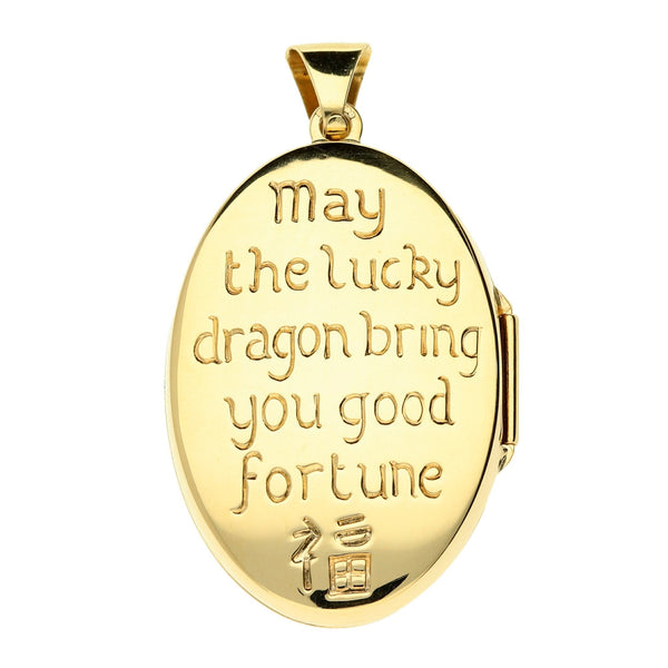 9ct Yellow Gold Lucky Dragon Locket - 4.6g
