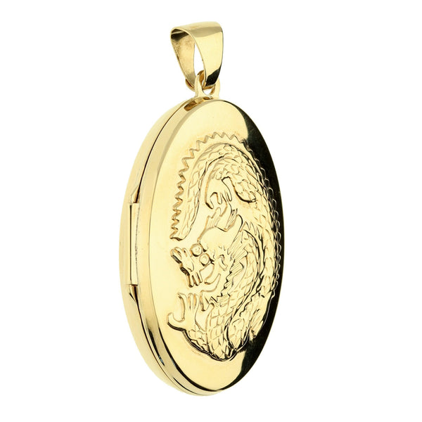 9ct Yellow Gold Lucky Dragon Locket - 4.6g
