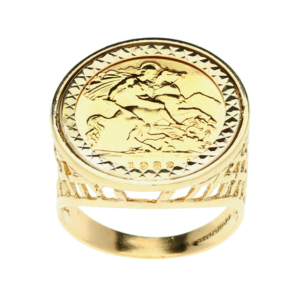 1982 Queen Elizabeth II Half Sovereign Lattice Ring - 9.1g