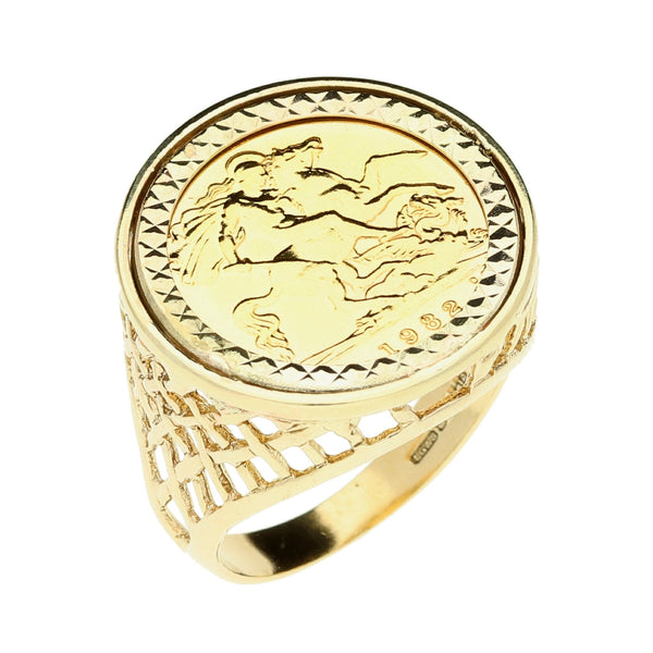 1982 Queen Elizabeth II Half Sovereign Lattice Ring - 9.1g
