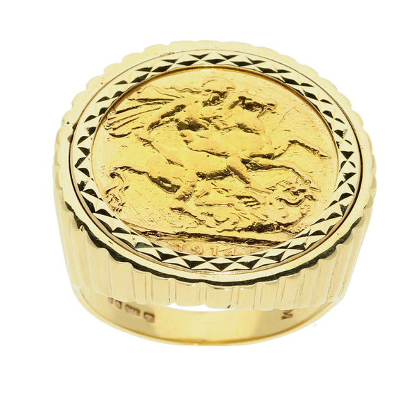 1914  King George V Full Sovereign Ring - 15.9g