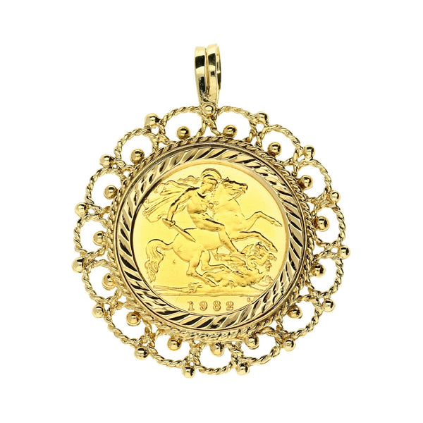 1982 Queen Elizabeth II Half Sovereign Fancy Pendant - 7.1g
