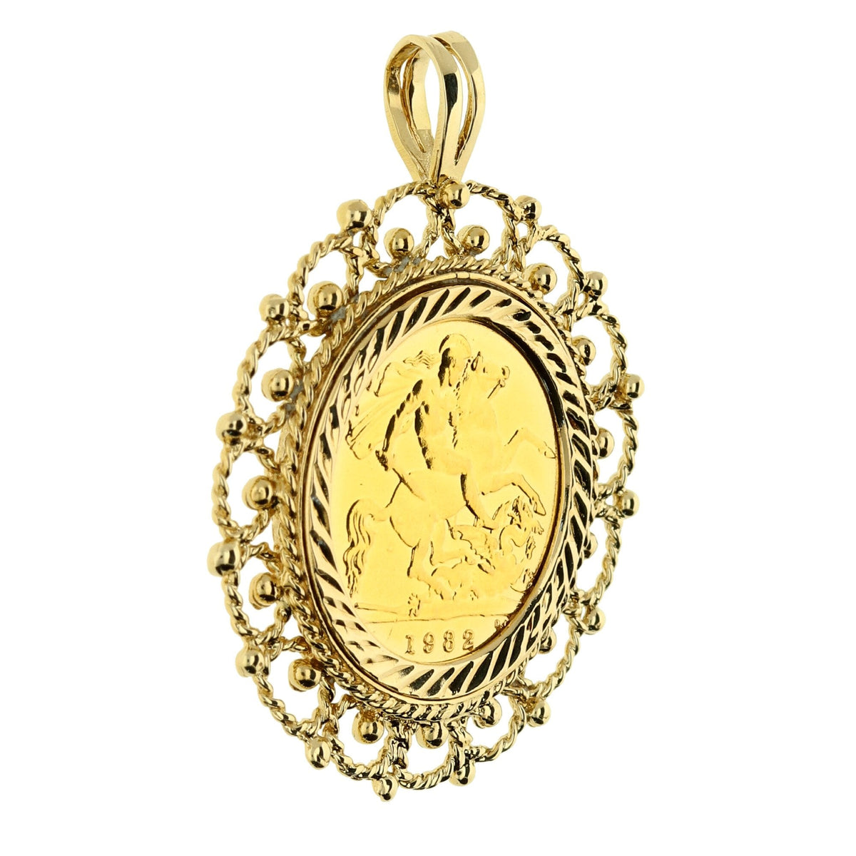 1982 Queen Elizabeth II Half Sovereign Fancy Pendant - 7.1g