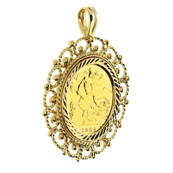 1982 Queen Elizabeth II Half Sovereign Fancy Pendant - 7.1g