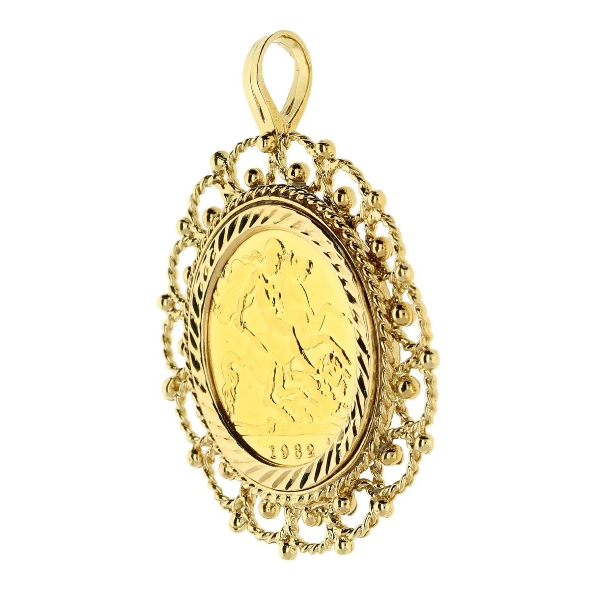 1982 Queen Elizabeth II Half Sovereign Fancy Pendant - 7.1g