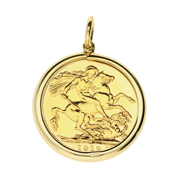 1912 King George V Plain Full Sovereign Pendant - 9.3g