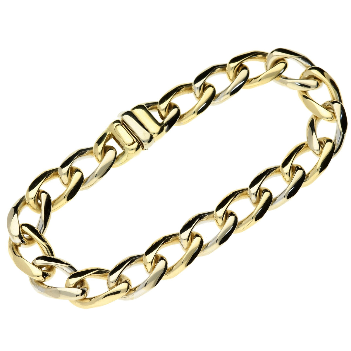 9ct White and Yellow Gold 8'' Curb Bracelet - 47.9g