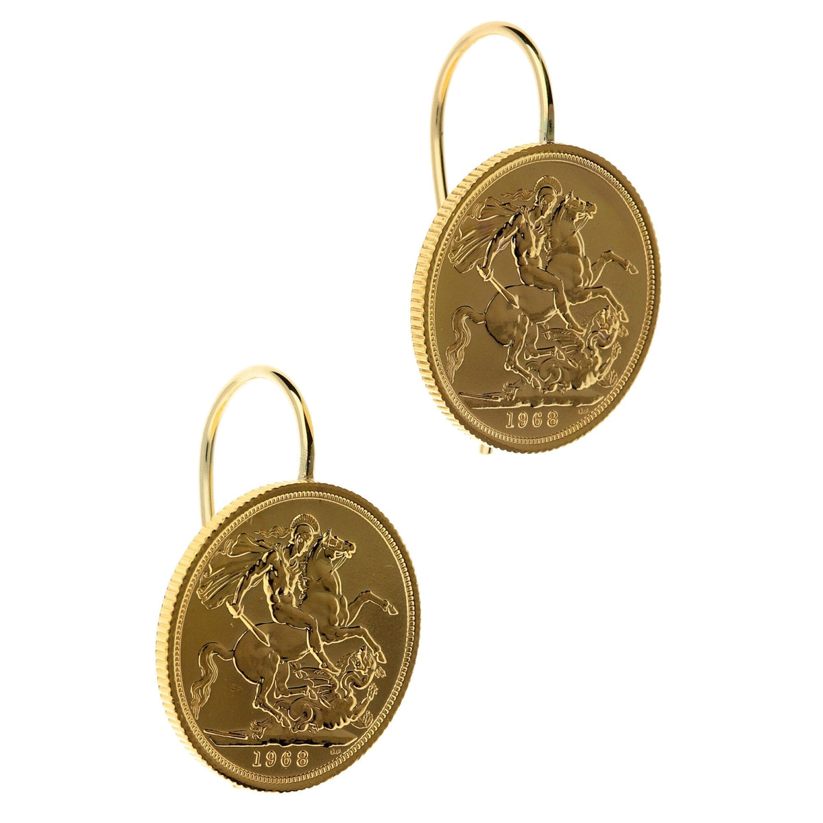 1968 Gold Full Sovereign Earrings - 17.4g