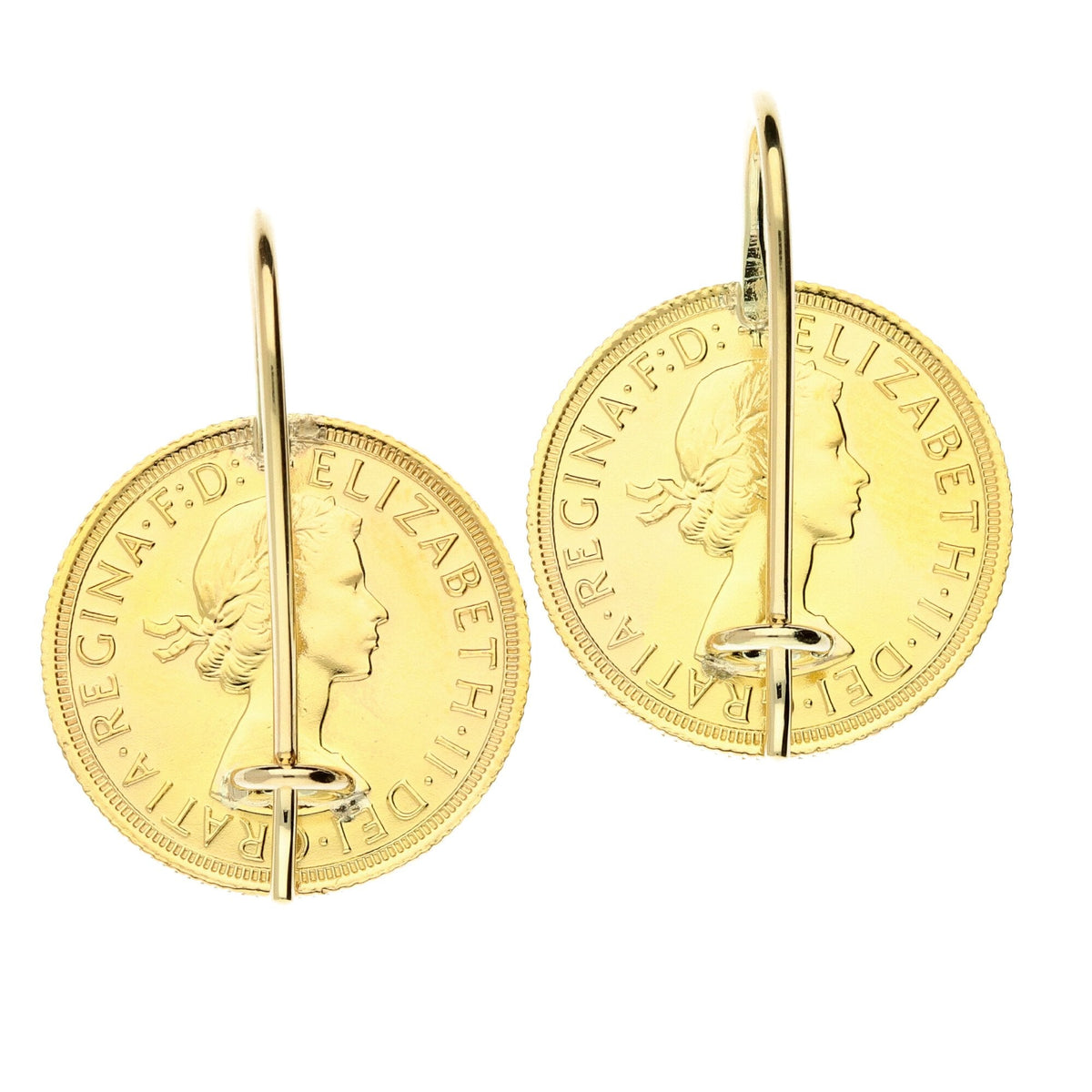 1968 Gold Full Sovereign Earrings - 17.4g