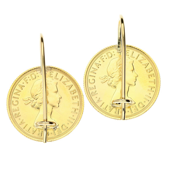 1968 Gold Full Sovereign Earrings - 17.4g