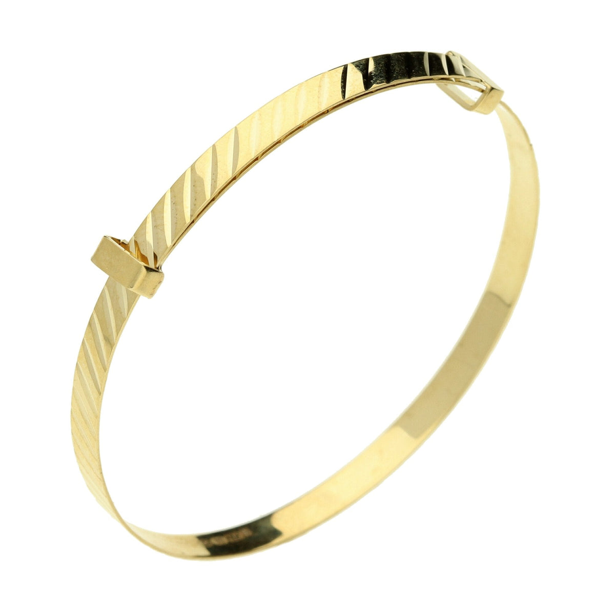 9ct Expandable Diagonal Pattern Baby Bangle - 1.8g