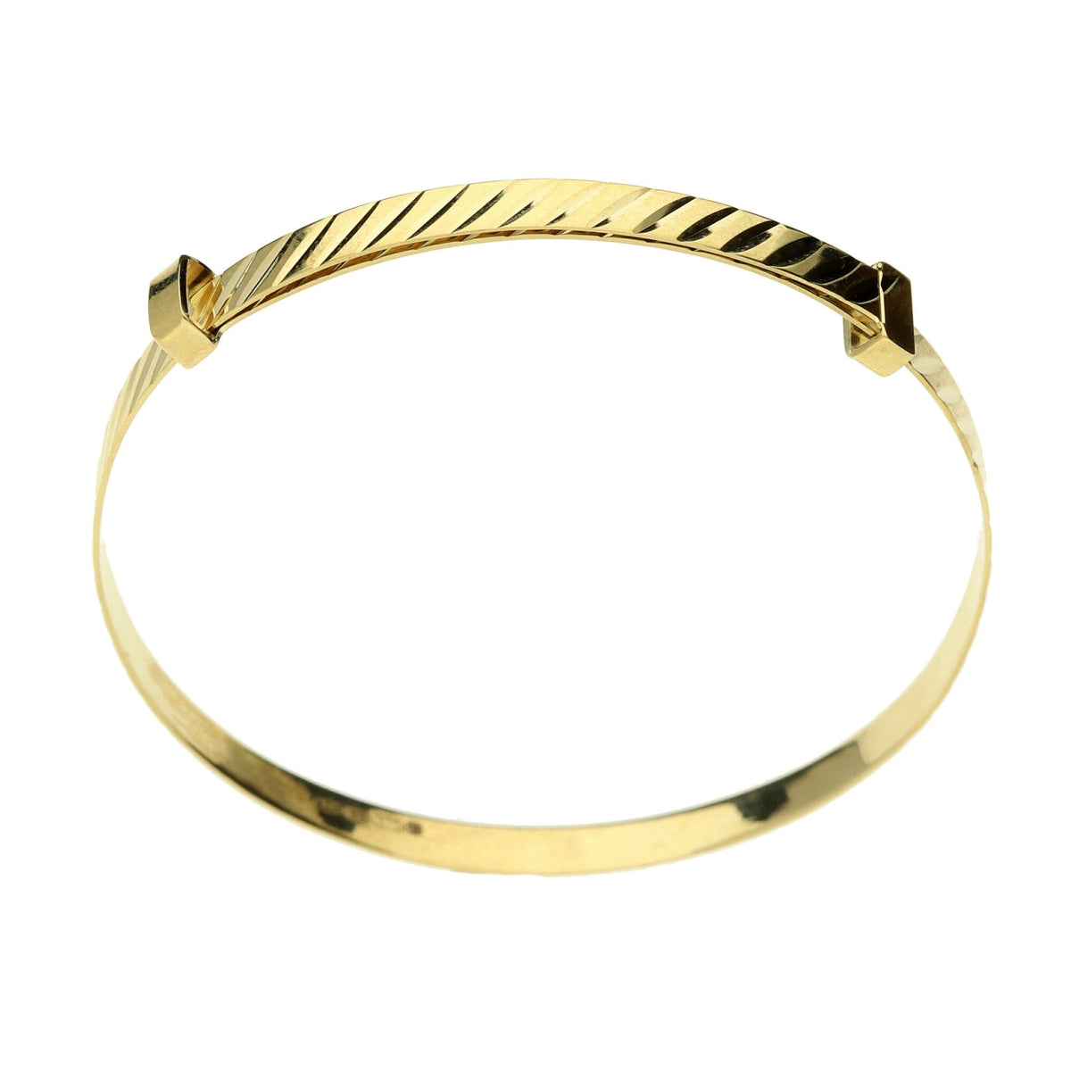 9ct Expandable Diagonal Pattern Baby Bangle - 1.8g