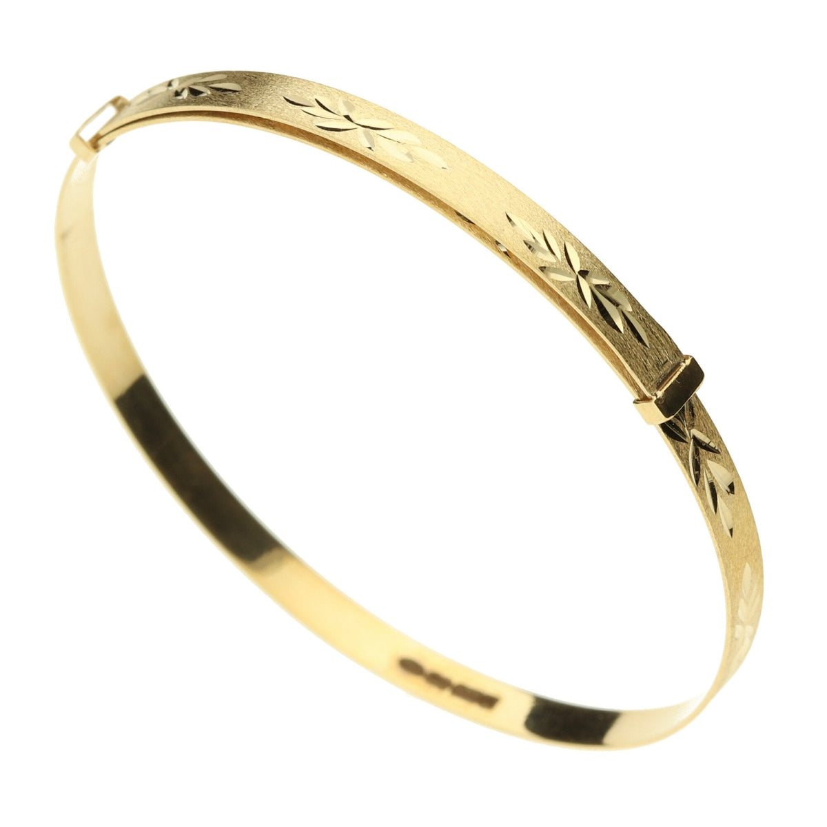 9ct Expandable Matt Star Pattern Child Bangle - 2.3g