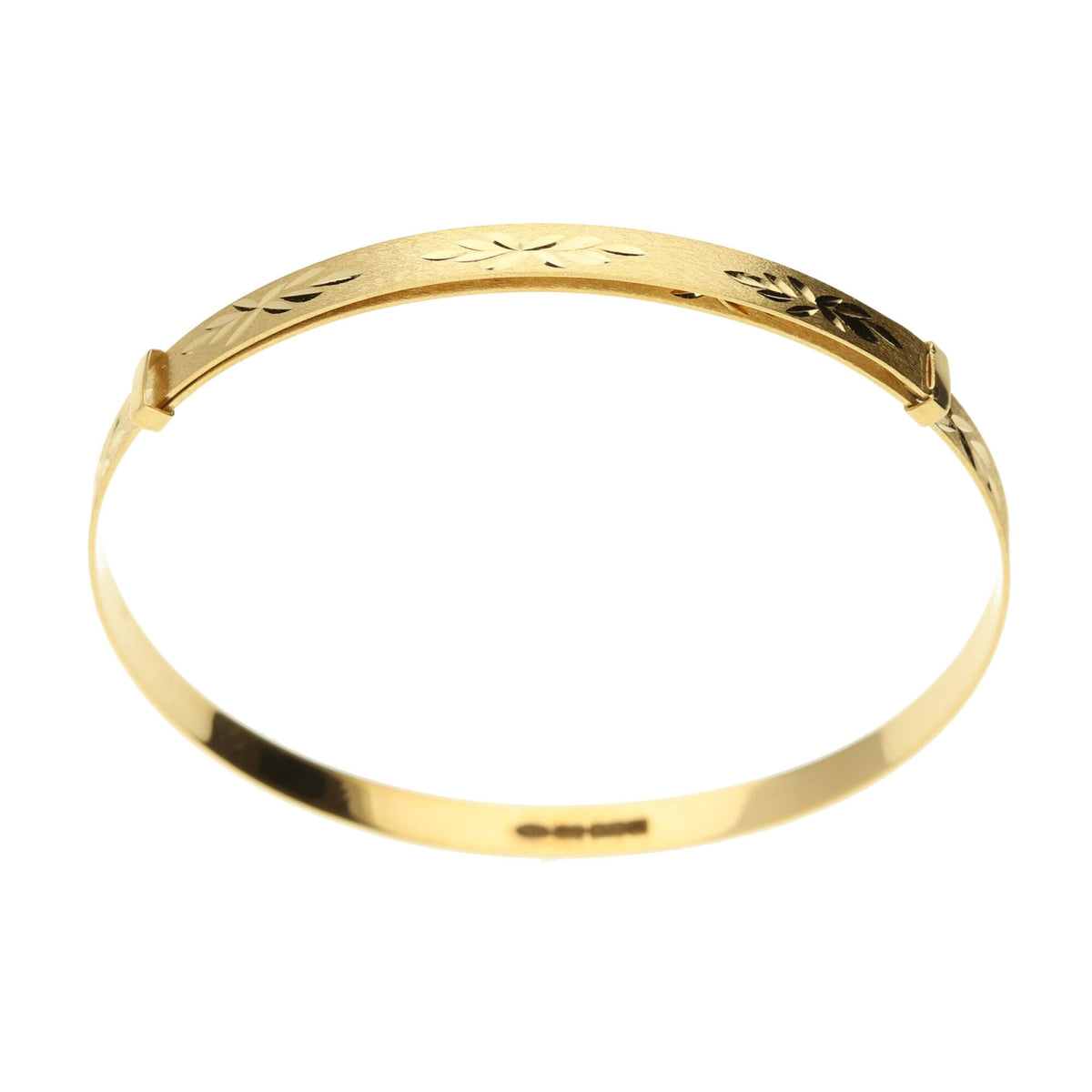 9ct Expandable Matt Star Pattern Child Bangle - 2.3g