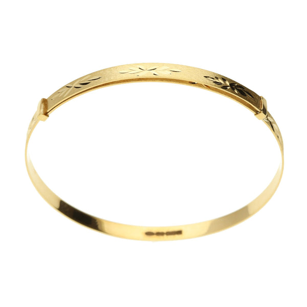 9ct Expandable Matt Star Pattern Child Bangle - 2.3g
