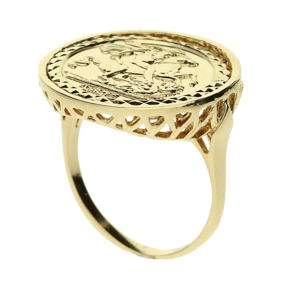9ct Yellow Gold Saint George Ring - 4.4g