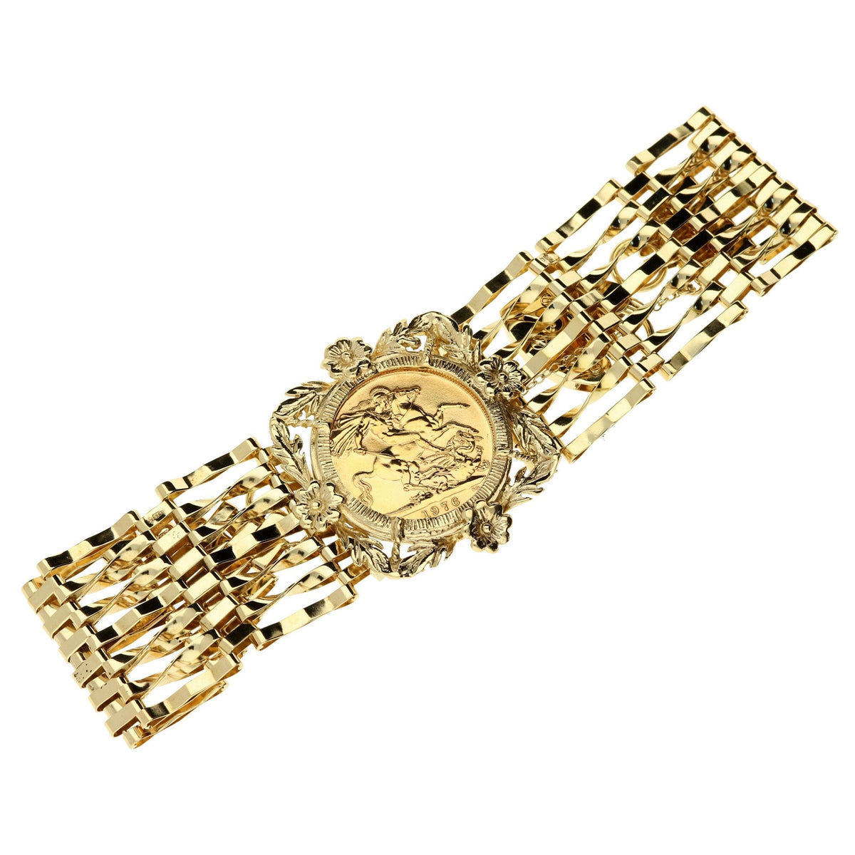 1976 Full Sovereign 7 Bar Gate Bracelet - 27.4g