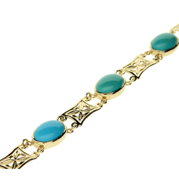 9ct Yellow Gold Blue Stone Bracelet - 15.9g