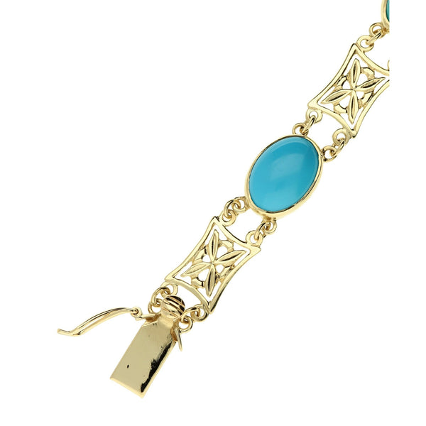 9ct Yellow Gold Blue Stone Bracelet - 15.9g
