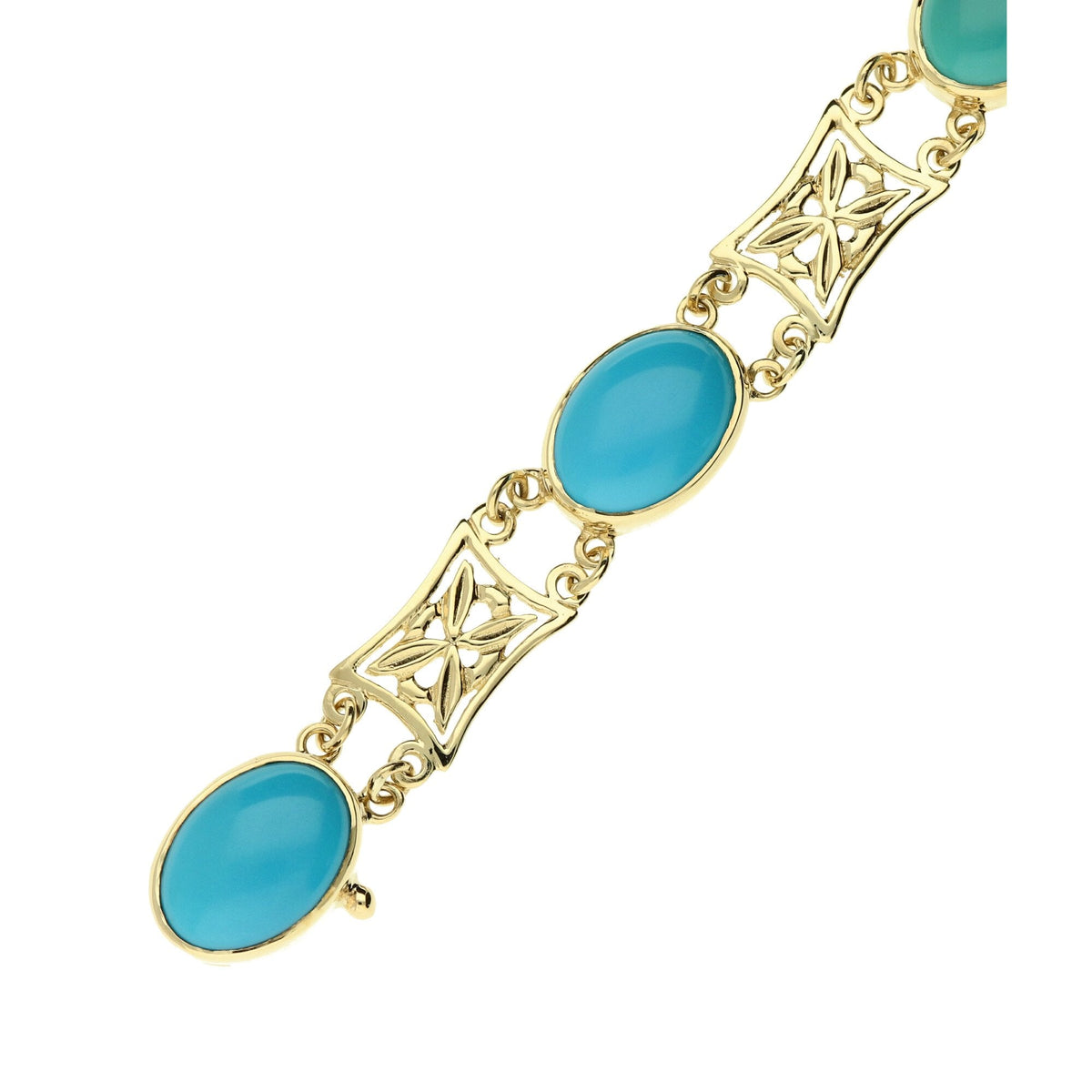 9ct Yellow Gold Blue Stone Bracelet - 15.9g