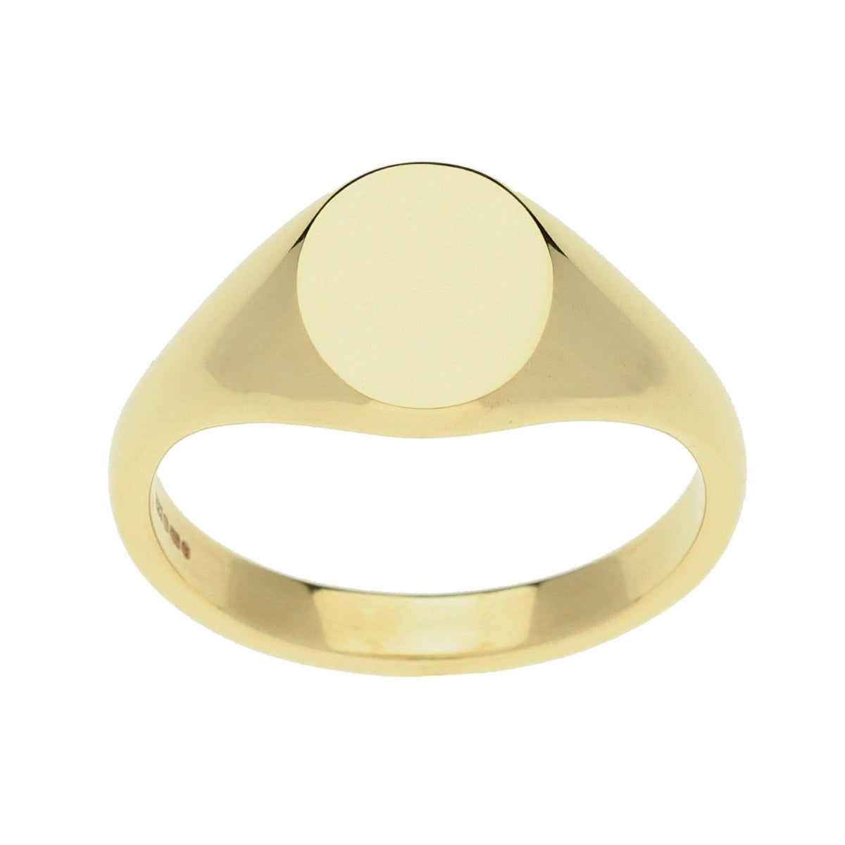 9ct Yellow Gold Oval Plain Signet Ring - 5.2g