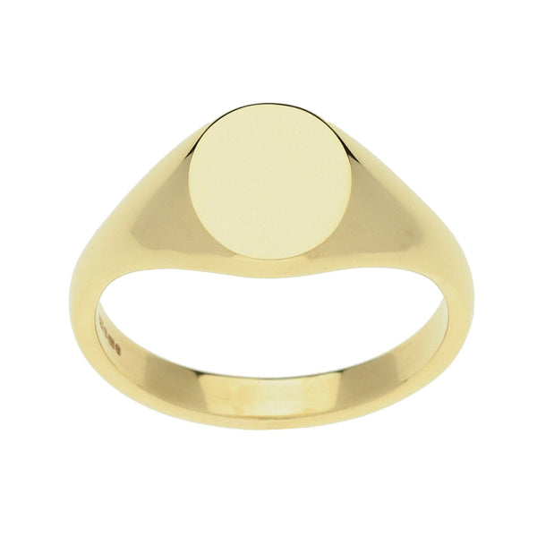 9ct Yellow Gold Oval Plain Signet Ring - 5.2g