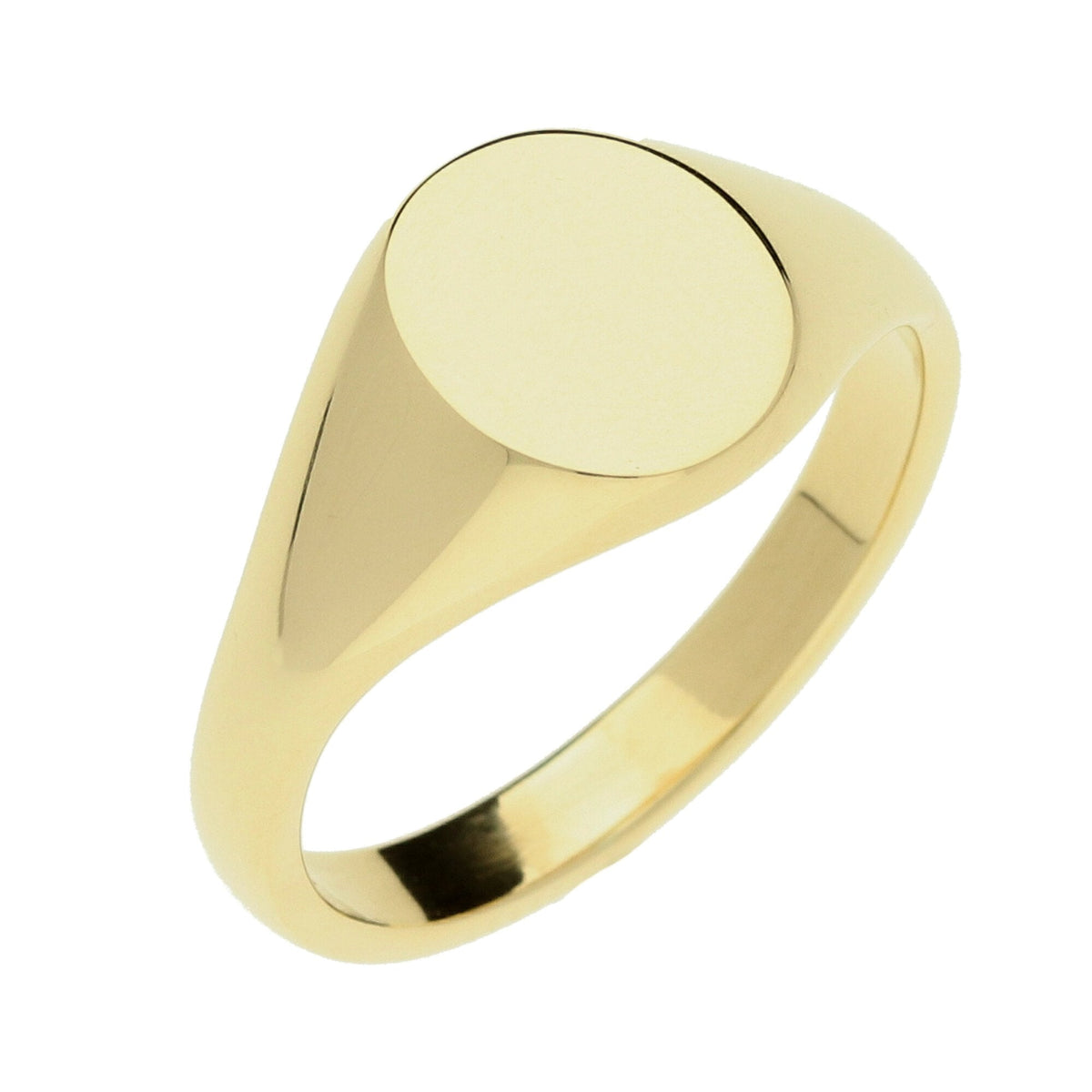 9ct Yellow Gold Oval Plain Signet Ring - 5.2g