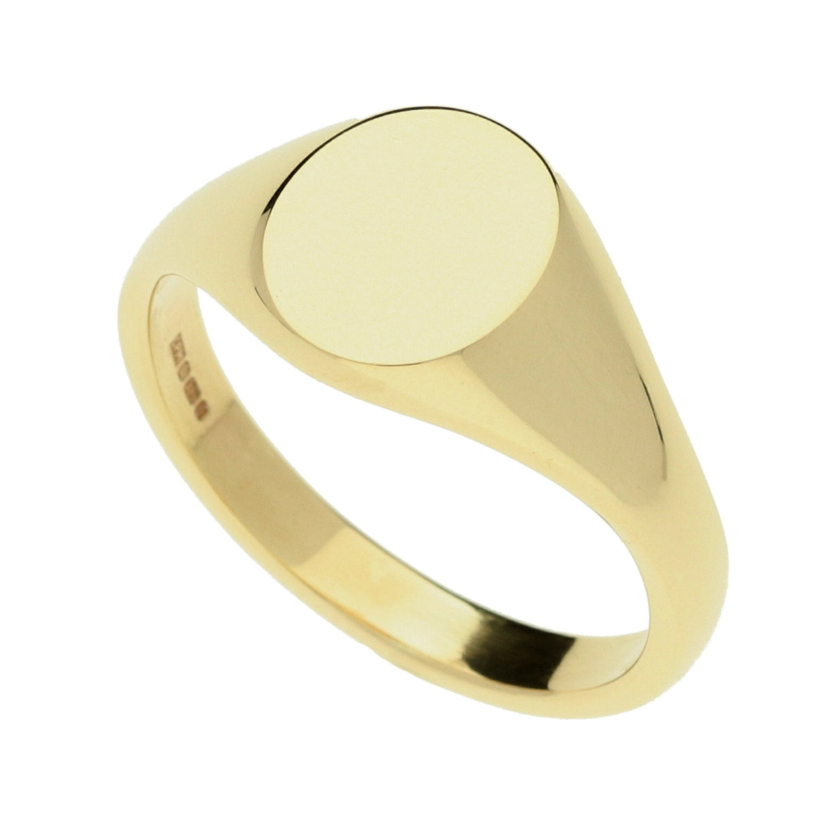 9ct Yellow Gold Oval Plain Signet Ring - 5.2g