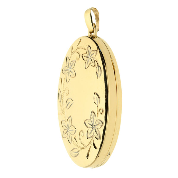 9ct Yellow Gold Floral Locket - 4.5g