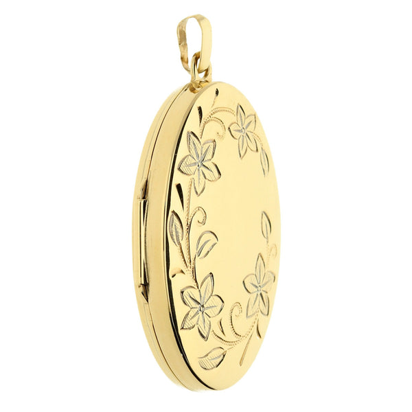 9ct Yellow Gold Floral Locket - 4.5g