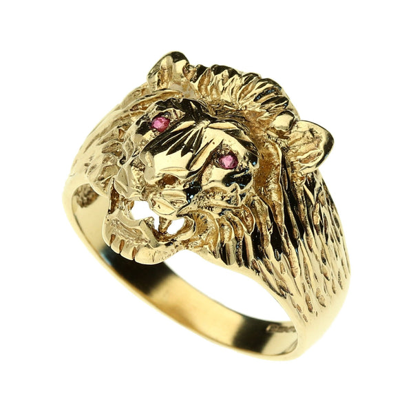 9ct Yellow Gold Lions Head Ring - 8.10g