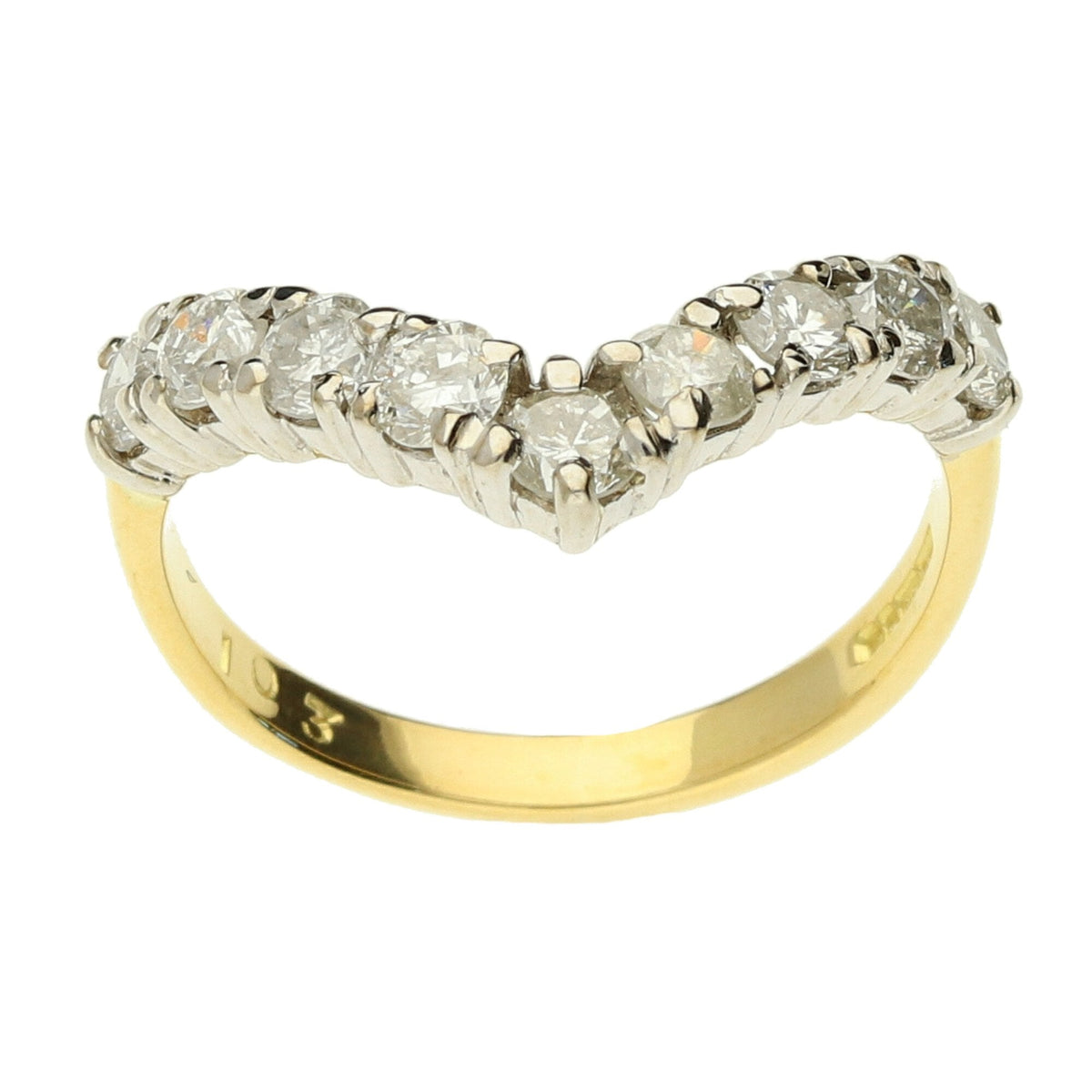 18ct Yellow Gold Diamond Wishbone Ring - 0.90ct