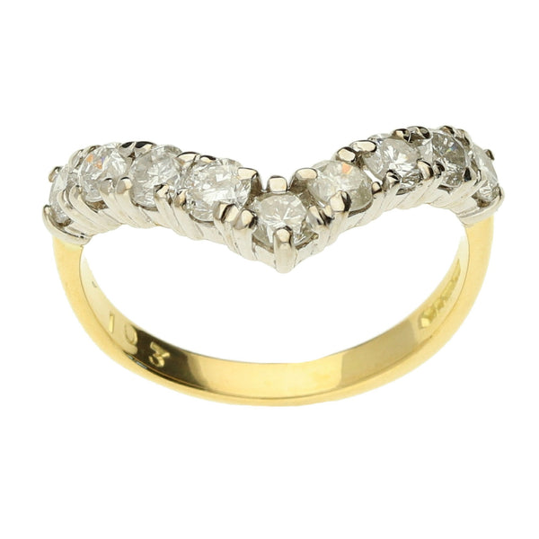 18ct Yellow Gold Diamond Wishbone Ring - 0.90ct