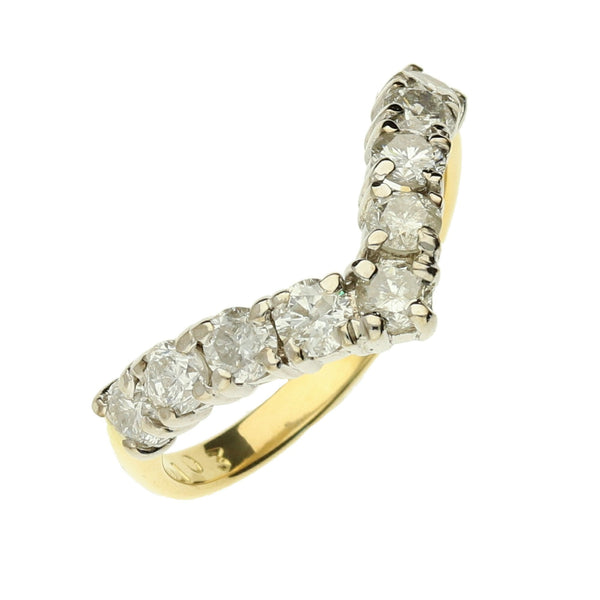 18ct Yellow Gold Diamond Wishbone Ring - 0.90ct