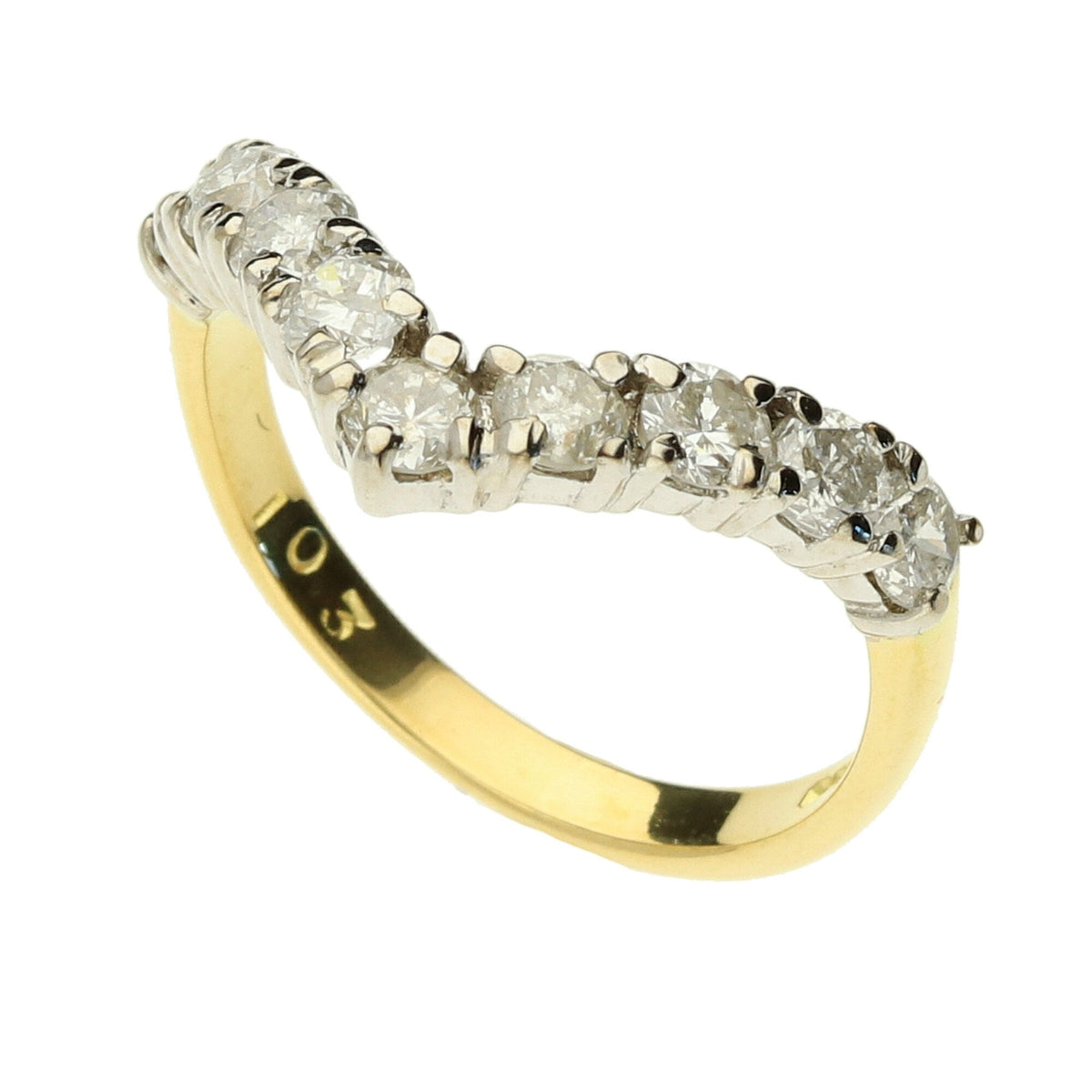 18ct Yellow Gold Diamond Wishbone Ring - 0.90ct