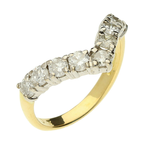 18ct Yellow Gold Diamond Wishbone Ring - 0.90ct