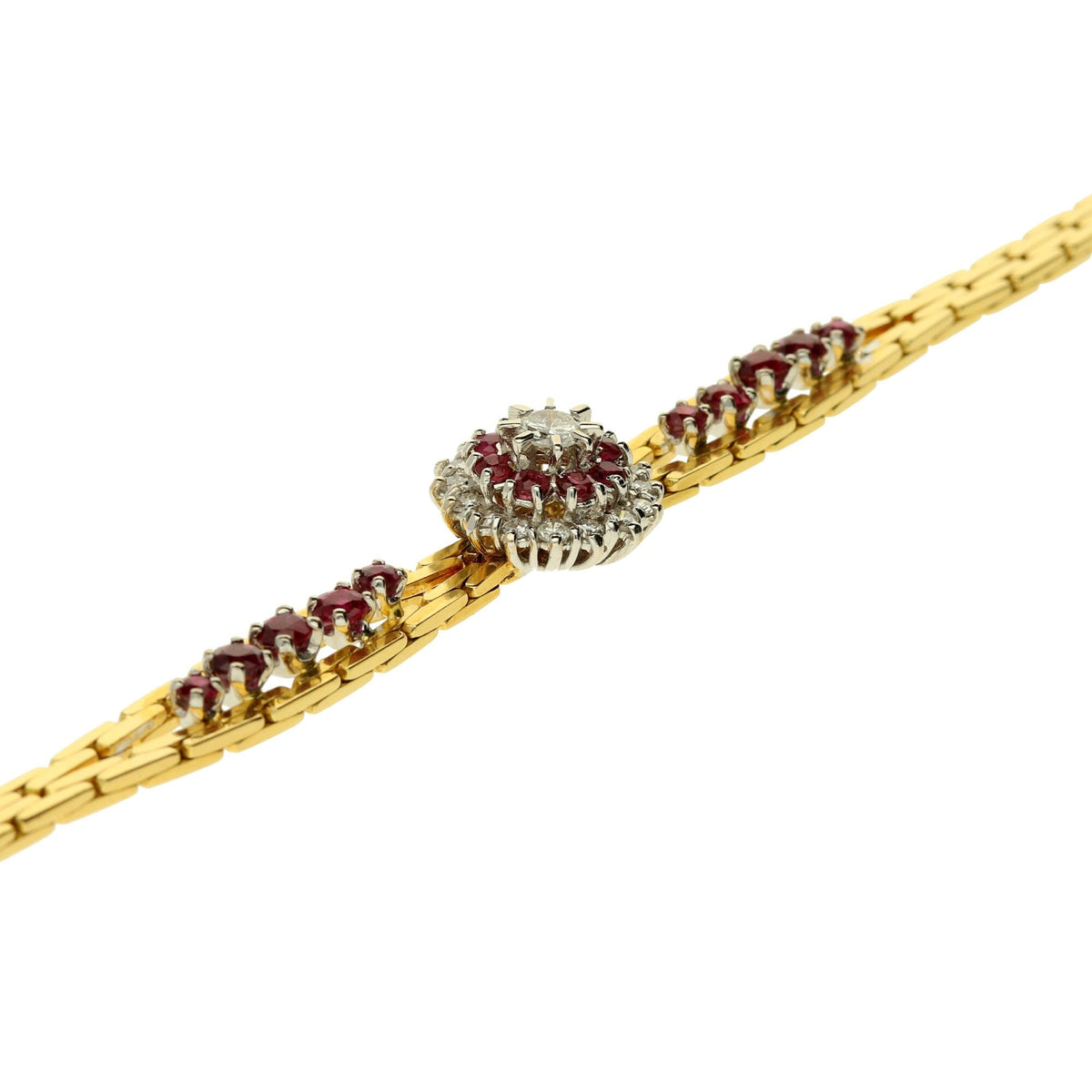 14ct Ruby and Diamond Fancy Bracelet Circa 1980