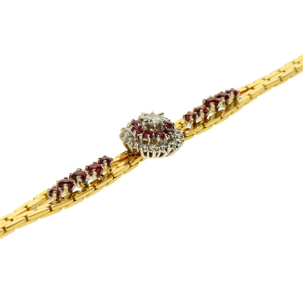 14ct Ruby and Diamond Fancy Bracelet Circa 1980