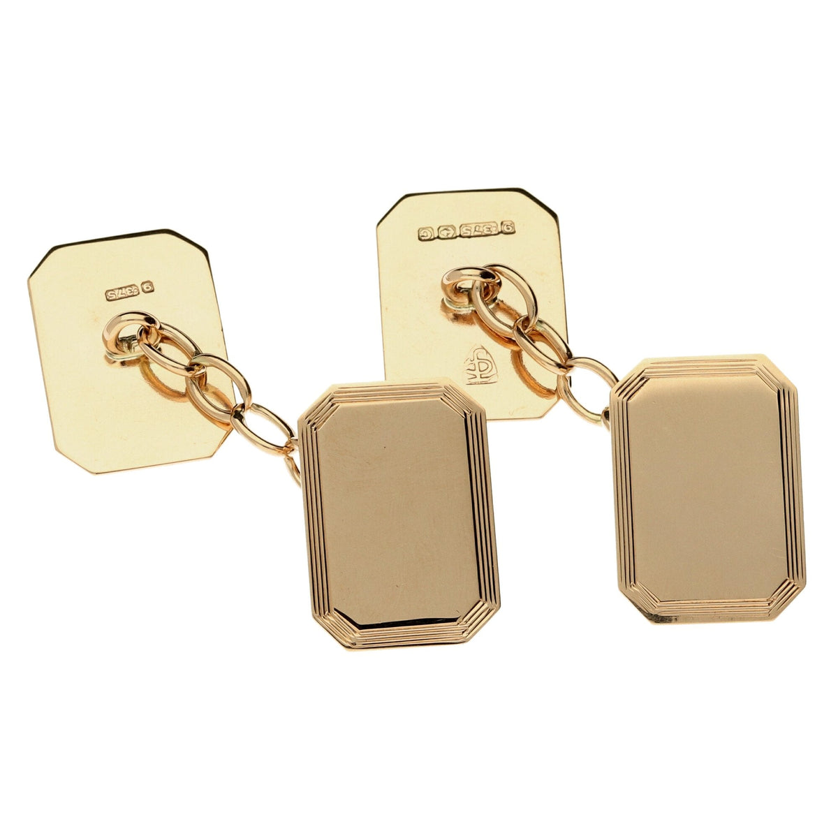 9ct Rose Gold Patterned Rectangular Cufflinks 4.4g