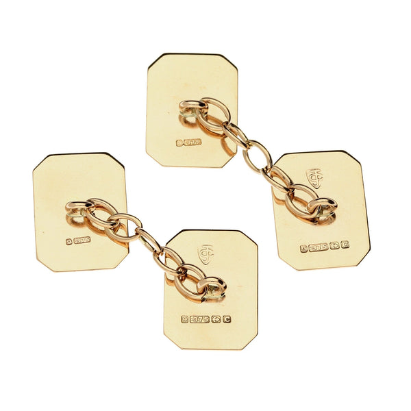 9ct Rose Gold Patterned Rectangular Cufflinks 4.4g