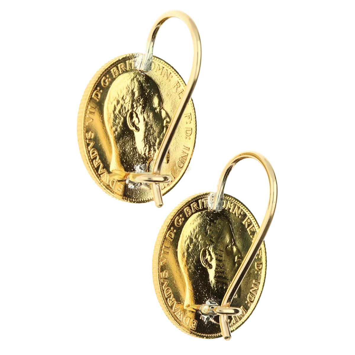 1904/05 Gold Half-Sovereign Earrings - 9.0g