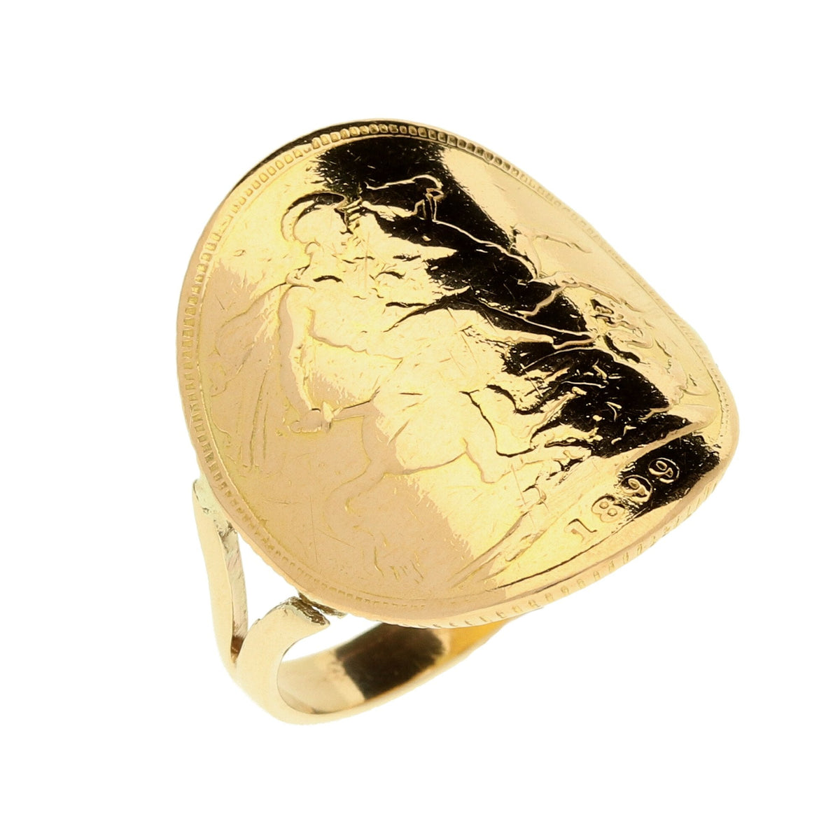 1899 Bent Over Full-Sovereign Ring - 9.2g