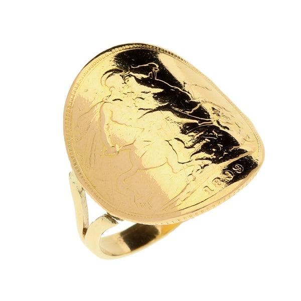 1899 Bent Over Full-Sovereign Ring - 9.2g